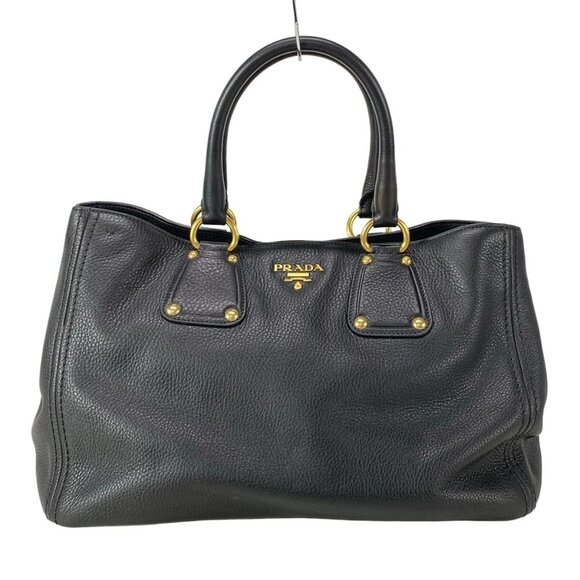 Prada Handbags - PRADA - Black Leather Tote Bag 666-050225